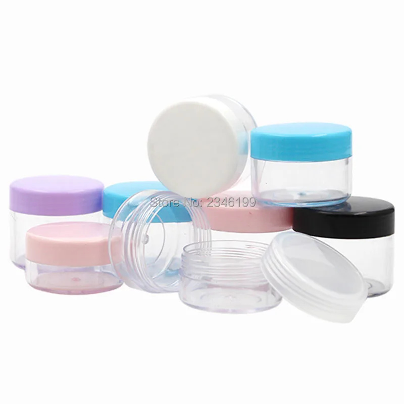 Plastic Cream Jar 10g Empty Transparent Cream Jar 15g Blue Pink Black Cover Cream Packaging 20g Plastic Cosmetic Container (4)
