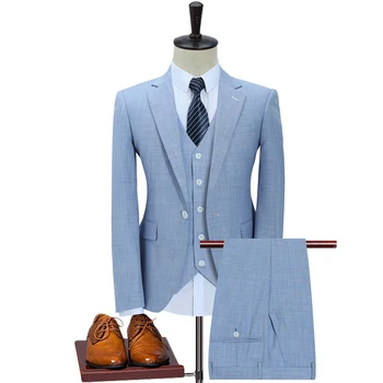 Slim Fit Men Suits For Wedding One Button Dark Blue Light Blue Mens Formal Suits Spring Autumn 3 Piece Suit
Slim Fit Men Suits For Wedding One Button Dark Blue Light Blue Mens Formal Suits Spring Autumn 3 Piece Suit