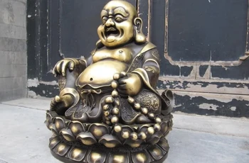 17 China Royal Pure Bronze exquisite Happy laughter Money Maitreya Buddha Statue 8.02
17 China Royal Pure Bronze exquisite Happy laughter Money Maitreya Buddha Statue 8.02