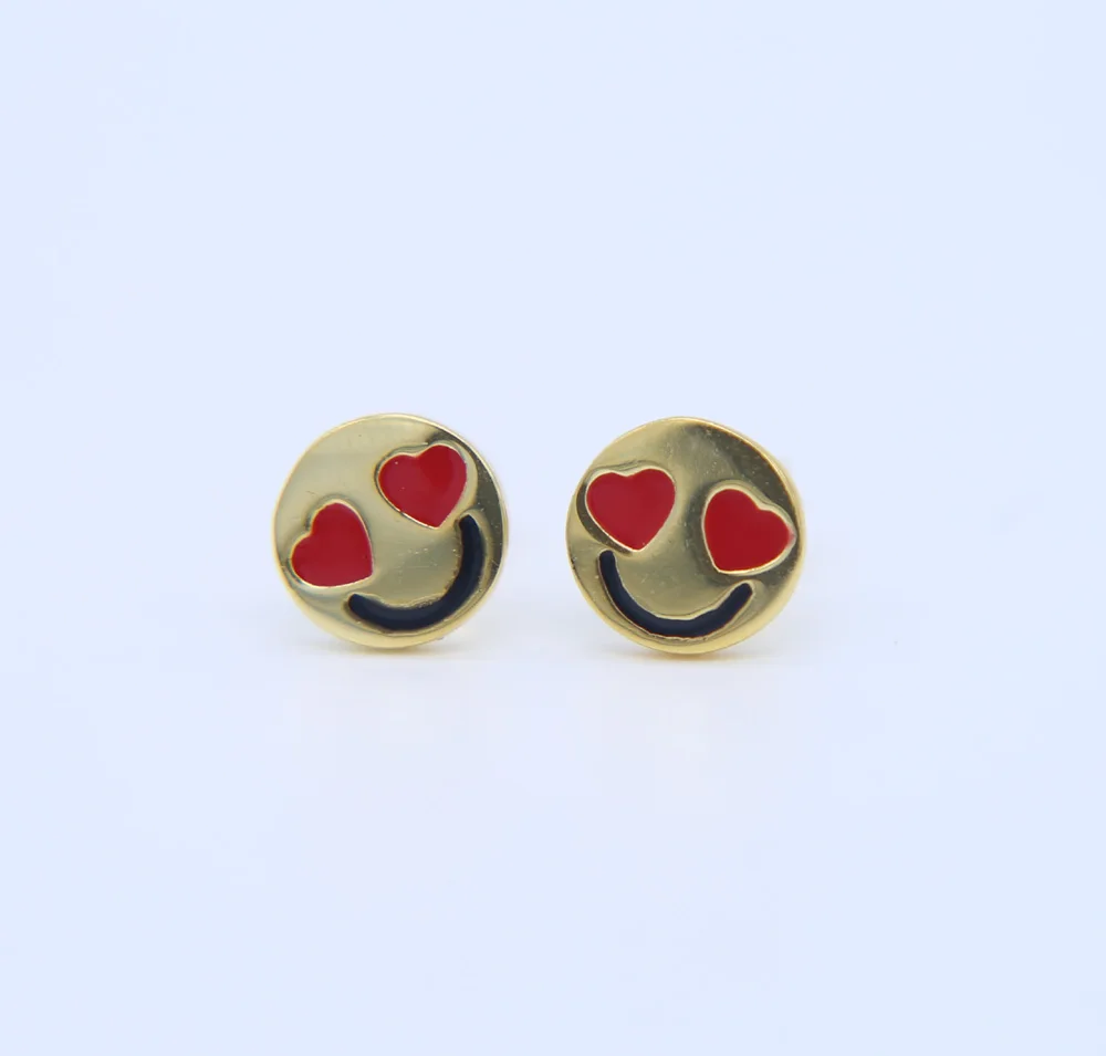 100% 925 Sterling silver GOLD color red heart in loved happyness girl women round shape SILVER emoji earring studs design
100% 925 Sterling silver GOLD color red heart in loved happyness girl women round shape SILVER emoji earring studs design