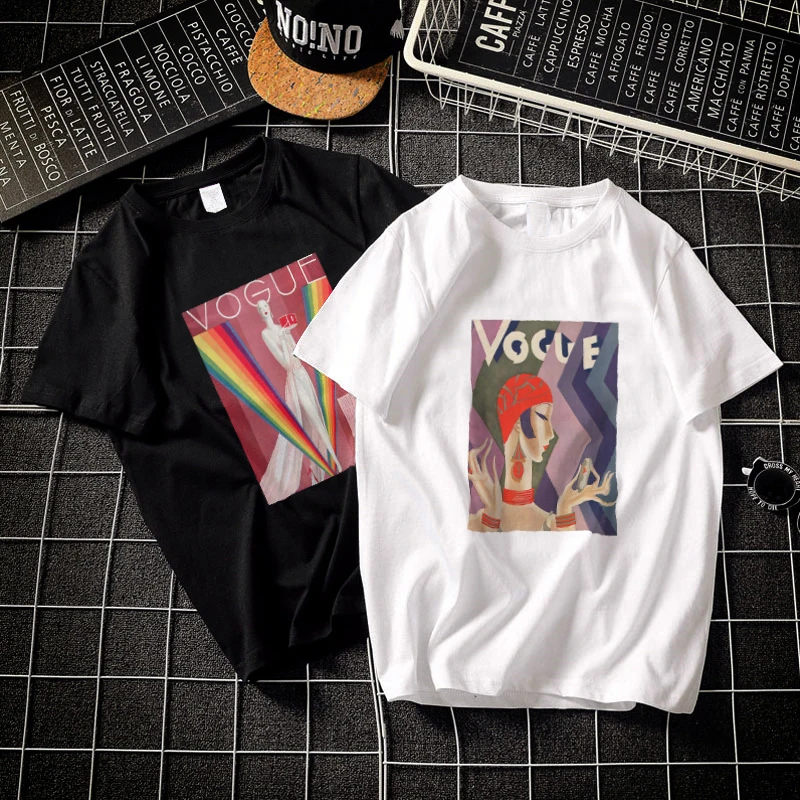 Harajuku эстетика винтажная Vogue арт хлопок Готическая женская футболка 2019 Femme Modis
