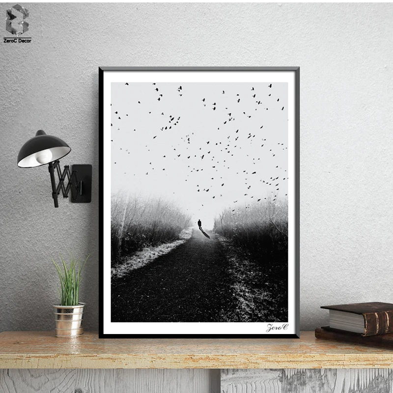 Awaiting You Back Home Posters and Prints Wall Art Canvas Painting Pictures For Living Room Black White Decor | Дом и сад