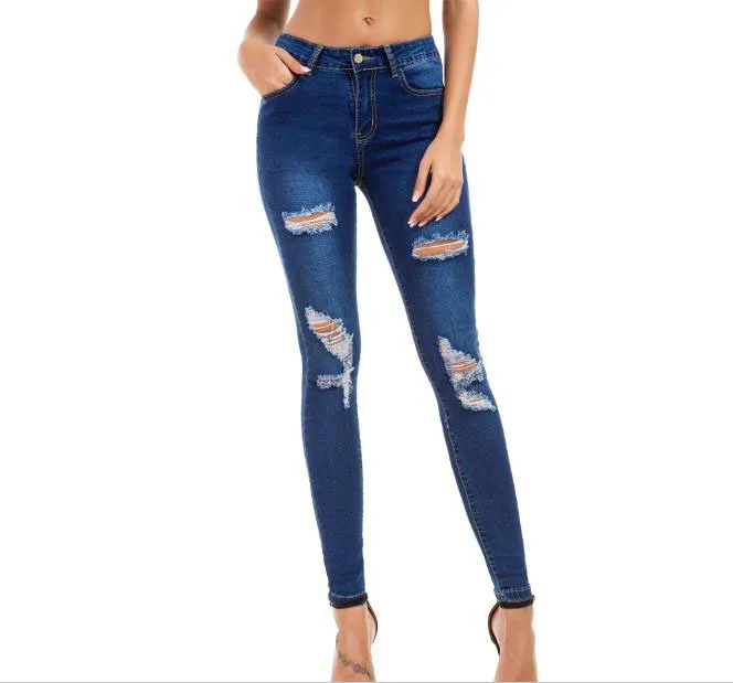 Ripped Denim Jeans Women Blue High Waist Button Zipper Fly Skinny Jeans 2019 Summer Office Streetwear Pants
Ripped Denim Jeans Women Blue High Waist Button Zipper Fly Skinny Jeans 2019 Summer Office Streetwear Pants