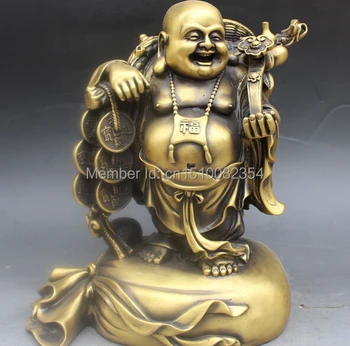 11" Chinese Bronze Stand Happy Laugh Maitreya Buddha Money Bag Ru Yi Rich Statue
11" Chinese Bronze Stand Happy Laugh Maitreya Buddha Money Bag Ru Yi Rich Statue
