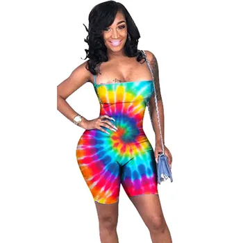 Sexy Print One Piece Jumpsuit Shorts Playsuit Women Colorful Tie Dye Casual Fitness Romper Skinny Backless Summer Beach Bodysuit
Sexy Print One Piece Jumpsuit Shorts Playsuit Women Colorful Tie Dye Casual Fitness Romper Skinny Backless Summer Beach Bodysuit