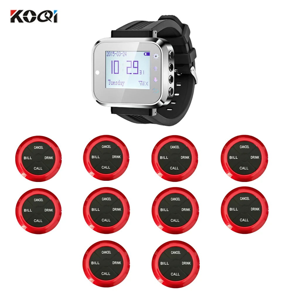 Wireless Watch Pager System For Restaurant Coffee House Pack of 10Pcs Table Buttons and 1 Pcs Wrist Watch Receiver 433.92mhz
Wireless Watch Pager System For Restaurant Coffee House Pack of 10Pcs Table Buttons and 1 Pcs Wrist Watch Receiver 433.92mhz