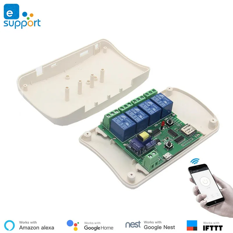 Ewelink smart USB DC5V/DC 7V-32V/AC 90V-250V 4 Channel inter-locking/inching/self-locking wifi 4C switch for DIY smart home
Ewelink smart USB DC5V/DC 7V-32V/AC 90V-250V 4 Channel inter-locking/inching/self-locking wifi 4C switch for DIY smart home