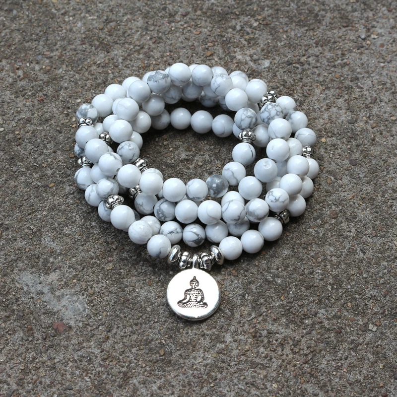 108 beads / 6mm white natural stone beads with lotus / Buddha charm yoga bracelet natural stone jewelry
108 beads / 6mm white natural stone beads with lotus / Buddha charm yoga bracelet natural stone jewelry