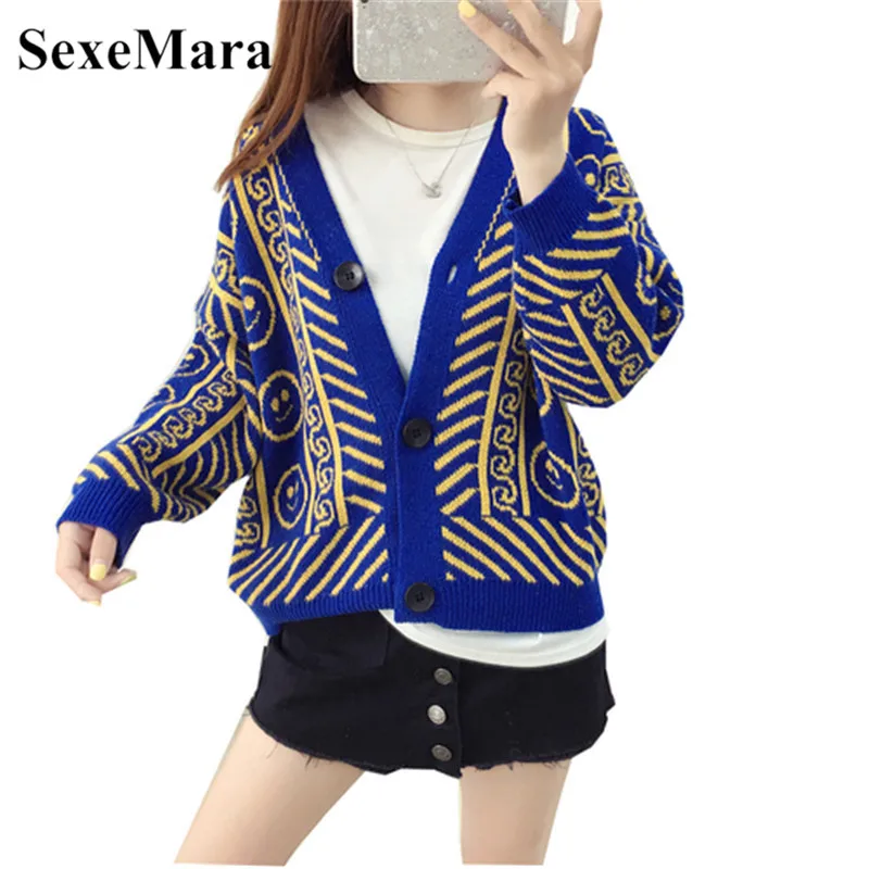 2019 Autumn And Winter Korea Dongdaemun Retro Ghost Horse Girl Pattern Smiley Print Button Fashion Sweater Cardigan Coat
2019 Autumn And Winter Korea Dongdaemun Retro Ghost Horse Girl Pattern Smiley Print Button Fashion Sweater Cardigan Coat