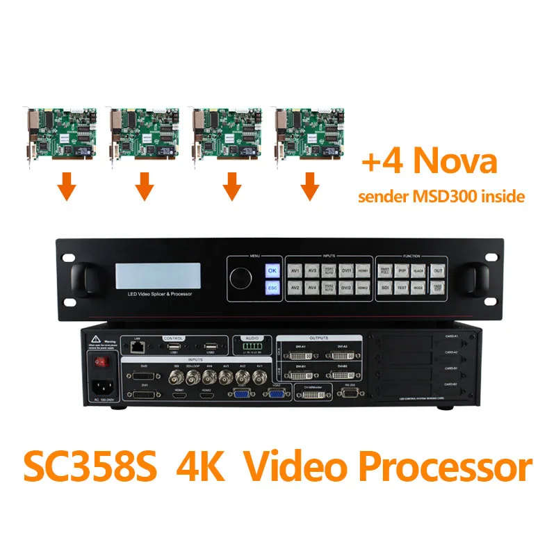 Полноцветный 4K Ultra HD внутренний СВЕТОДИОДНЫЙ экран видеопроцессор SDI вход SC358S с 4 шт. MSD300 Novastar отправляющая карта 4608x1152 @ 60 Гц
Полноцветный 4K Ultra HD внутренний СВЕТОДИОДНЫЙ экран видеопроцессор SDI вход SC358S с 4 шт. MSD300 Novastar отправляющая карта 4608x1152 @ 60 Гц