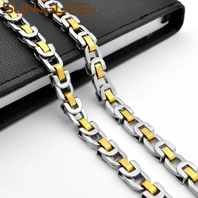 SUNNERLEES Fashion Jewelry Stainless Steel Necklace 8mm Geometric Byzantine Link Chain Silver Gold Color For Men Women SC76 N
SUNNERLEES Fashion Jewelry Stainless Steel Necklace 8mm Geometric Byzantine Link Chain Silver Gold Color For Men Women SC76 N