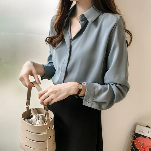 2019 New Spring Fashion Simple Chiffon Blouse Temperament Shirt Long Sleeve Gray White Black Women Work Wear Hot Sale Shirt
2019 New Spring Fashion Simple Chiffon Blouse Temperament Shirt Long Sleeve Gray White Black Women Work Wear Hot Sale Shirt