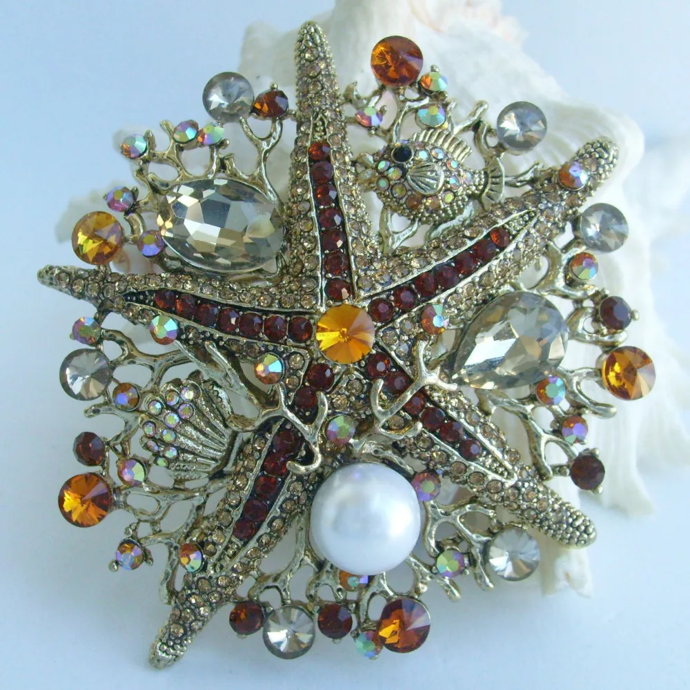 Pretty 3.15" Brown Rhinestone Crystal Starfish Animal Brooch Pin EE06412C4
Pretty 3.15" Brown Rhinestone Crystal Starfish Animal Brooch Pin EE06412C4