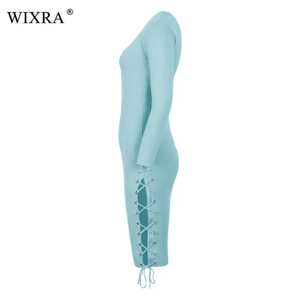 Женское вязаное Платье До Колена Wixra облегающее платье с длинным рукавом и
