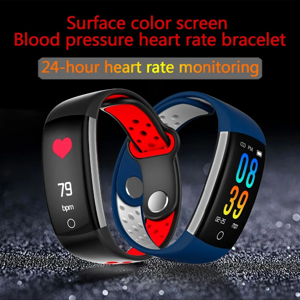 

ABAY 0.96 LCD Q6 Smart Watch Heart Rate Monitor Fitness Bracelet IP68 Waterproof Watches Blood Pressure Oxygen Fintess Tracker