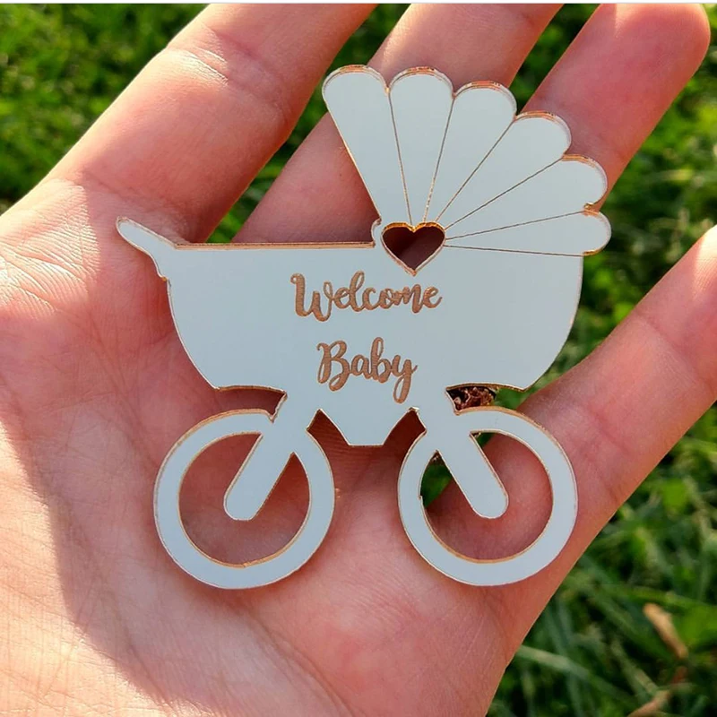 

Custom Made Acrylic Mirror Tags, Lasercut Lettering Tags, Personalized Acrylic Tags for Welcoming Baby Shower Favors