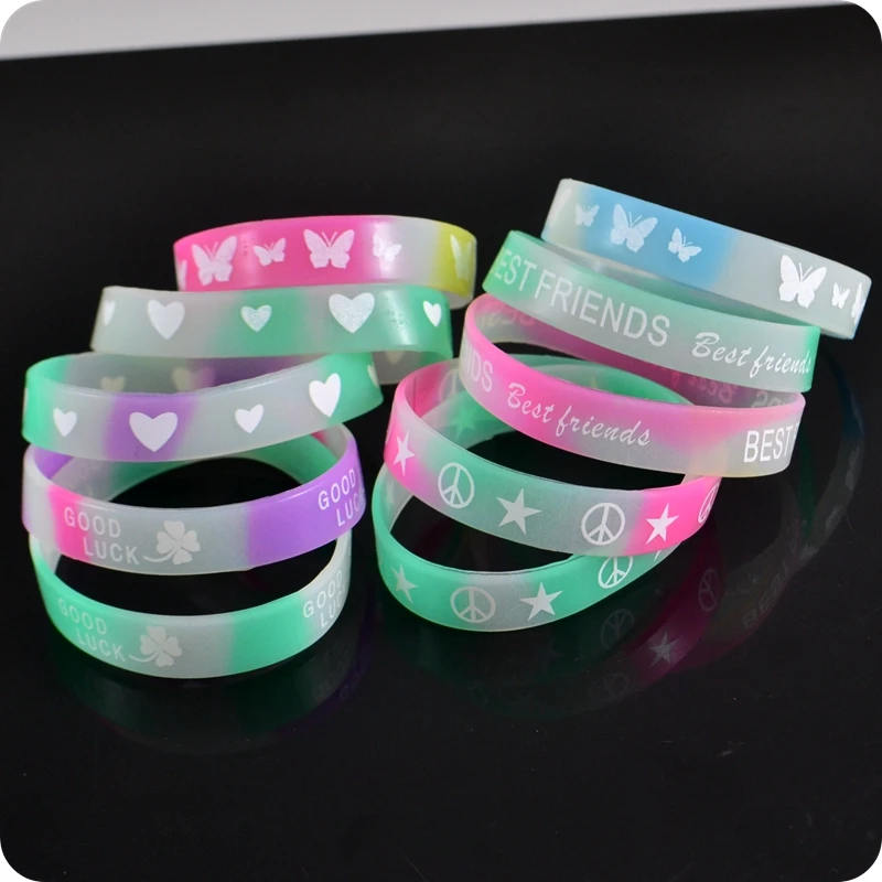 200pc Glow in Dark Mixed Sport Silicone Wristband Bracelet Peace Butterfly Best Friend Good Luck Fashion Jewelry Wholesale
200pc Glow in Dark Mixed Sport Silicone Wristband Bracelet Peace Butterfly Best Friend Good Luck Fashion Jewelry Wholesale