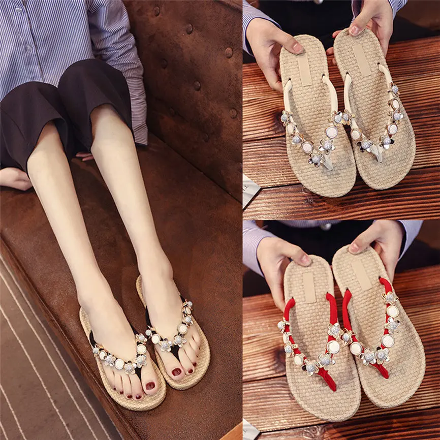 Women's Slipper Fashion Woman's Beach Shoes Summer Rhinestone Metal Fashion Flat Bottom Beach Slippers Women Summer Shoes
Women's Slipper Fashion Woman's Beach Shoes Summer Rhinestone Metal Fashion Flat Bottom Beach Slippers Women Summer Shoes