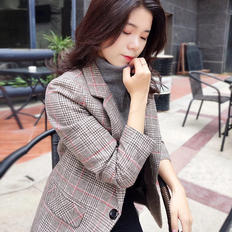 Women's small suit jacket female autumn and winter new woolen suit suit plaid fashion loose spring coat wild Ms Slim
Women's small suit jacket female autumn and winter new woolen suit suit plaid fashion loose spring coat wild Ms Slim