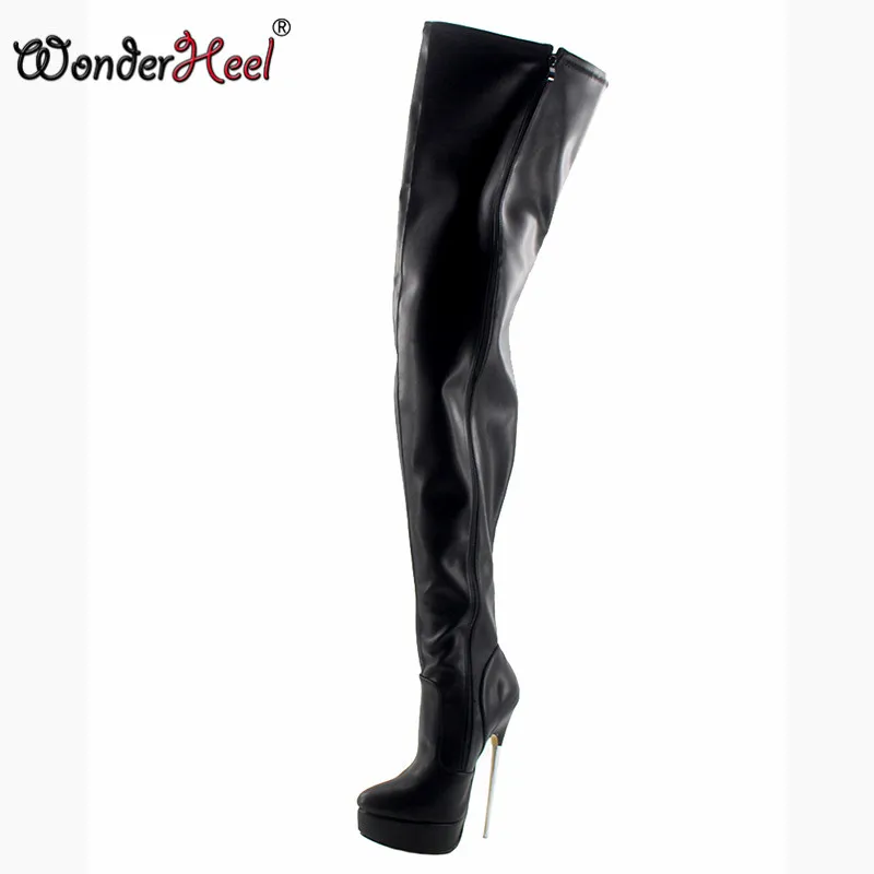 Wonderheel/Популярные черные матовые соблазнительные женские облегающие высокие