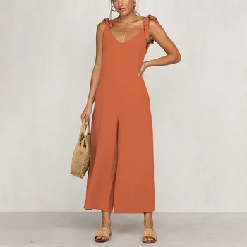 Women Casual Summer Solid Color Jumpsuits Shoulder Strap Bandage Long Romper Loose Beach Wide Leg Catsuits
Women Casual Summer Solid Color Jumpsuits Shoulder Strap Bandage Long Romper Loose Beach Wide Leg Catsuits