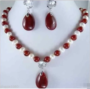 $wholesale_jewelry_wig$ White Pearl And drop Red Jade crystal pendants Necklace Earring jewelry set
$wholesale_jewelry_wig$ White Pearl And drop Red Jade crystal pendants Necklace Earring jewelry set