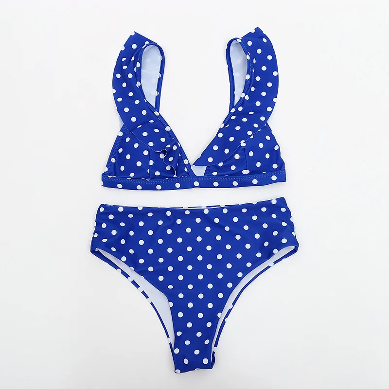 

Womens' Sexy High Waisted Polka Dot Bikini Set Ruffle Flounce Swimsuit