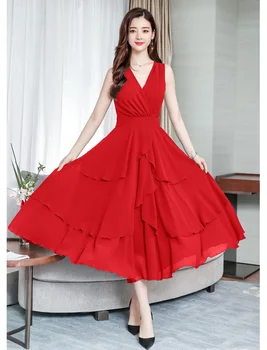 Novelty Red Fashion Maxi Long Dress Women Bohemia Chiffon Sleeveless Dresses Casual V-neck Party Dress Female Dresses Plus Size
Novelty Red Fashion Maxi Long Dress Women Bohemia Chiffon Sleeveless Dresses Casual V-neck Party Dress Female Dresses Plus Size