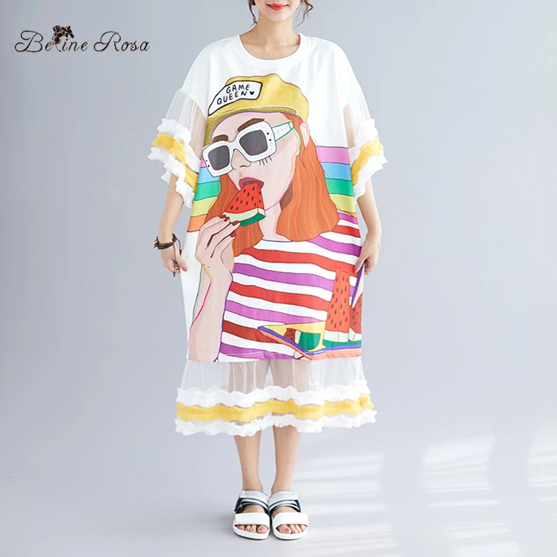 BelineRosa Koren Trending Fashion Big Cartoon Printing Ruffled Large Size Dresses Mesh Flare Sleeve Shirt Dress XE000063
BelineRosa Koren Trending Fashion Big Cartoon Printing Ruffled Large Size Dresses Mesh Flare Sleeve Shirt Dress XE000063