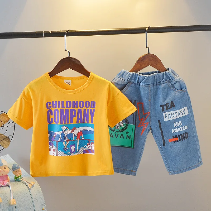 Summer 2019 New Fashion Smart Printed Aircraft T-shirt Jeans Casual Boys and Girls Two Piece Suits Kids Bebes jogging Outfits
Summer 2019 New Fashion Smart Printed Aircraft T-shirt Jeans Casual Boys and Girls Two Piece Suits Kids Bebes jogging Outfits