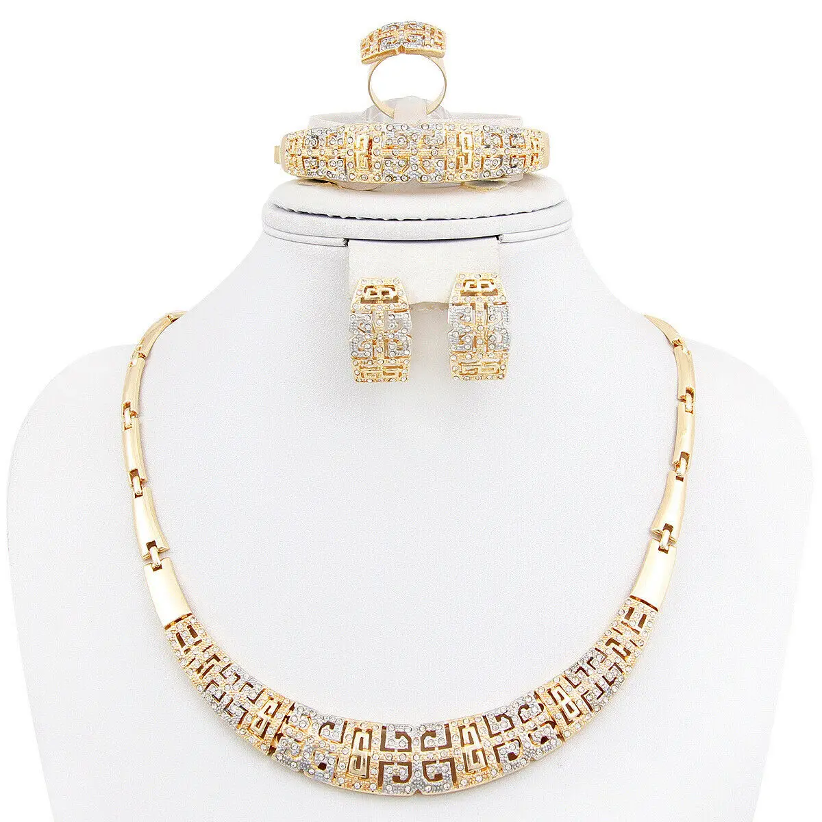Women Ladies Gold Color Wedding Noble Jewelry Set Bridal Big Jewelry Gold Necklace Earrings Bracelet Ring 2019 New
Women Ladies Gold Color Wedding Noble Jewelry Set Bridal Big Jewelry Gold Necklace Earrings Bracelet Ring 2019 New