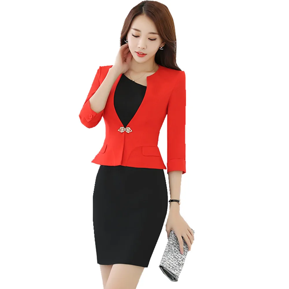 Fmasuth Women Business Suit Elegant Office 2 Pieces Set 3/4 Sleeve Blazer and Short Sleeve Dress Ladies Suit Set HR-1720
Fmasuth Women Business Suit Elegant Office 2 Pieces Set 3/4 Sleeve Blazer and Short Sleeve Dress Ladies Suit Set HR-1720