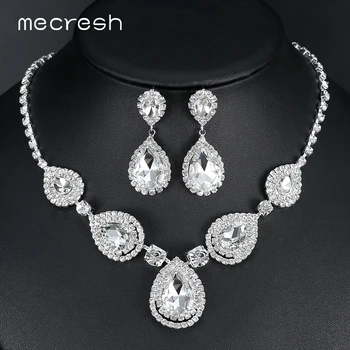 Mecresh Silver Color Teardrop Bridal Jewelry Sets Crystal Wedding Necklace Earrings Sets Engagement Jewelry Accessories MTL506
Mecresh Silver Color Teardrop Bridal Jewelry Sets Crystal Wedding Necklace Earrings Sets Engagement Jewelry Accessories MTL506