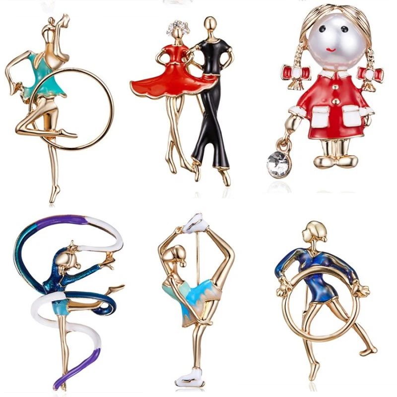 RINHOO Fashion Sports Gymnastics Whirling Girls Ribbon Dance Brooch Pin Gold-color Enamel Brooches Lady Women Clothes Jewelry
RINHOO Fashion Sports Gymnastics Whirling Girls Ribbon Dance Brooch Pin Gold-color Enamel Brooches Lady Women Clothes Jewelry