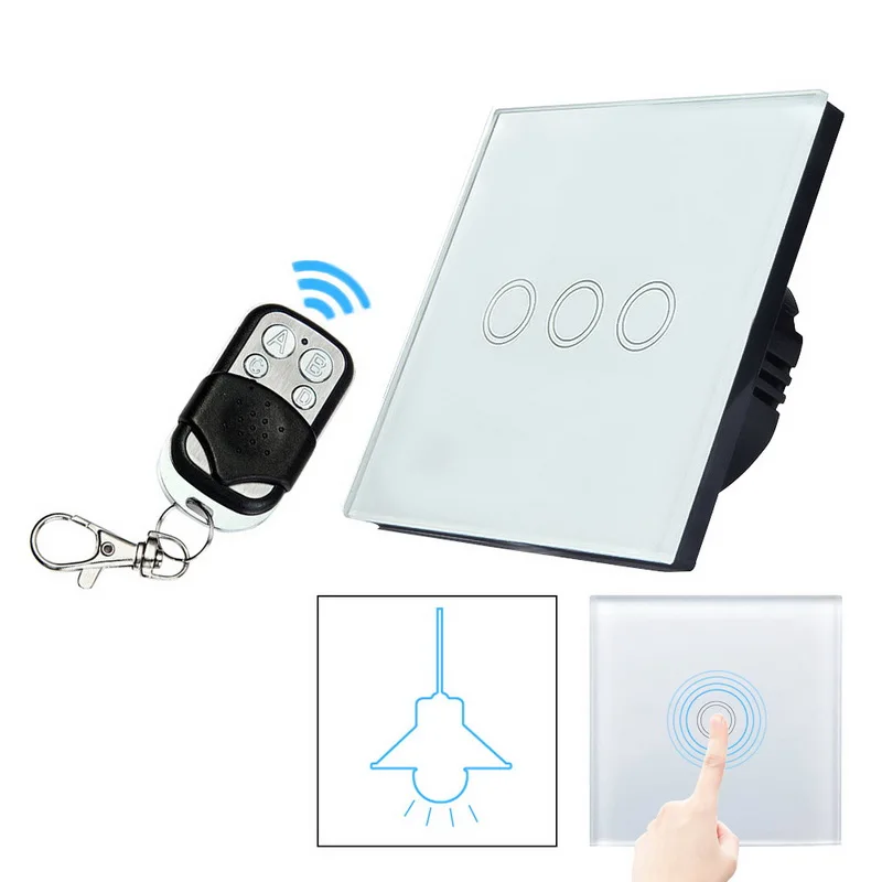 Urijk UK / EU Standard Touch Screen Switch Panel Glass Remote Control Switch 1/2/3 Gang 1 Way Touch Wall Light Switch Panel
Urijk UK / EU Standard Touch Screen Switch Panel Glass Remote Control Switch 1/2/3 Gang 1 Way Touch Wall Light Switch Panel