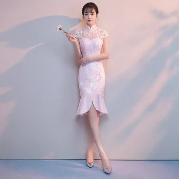 Vintage Pink Party Women Qipao Elegant Flower Evening Mermaid Gowns Chinese Style Female Cheongsam Silm Bride Wedding Dress
Vintage Pink Party Women Qipao Elegant Flower Evening Mermaid Gowns Chinese Style Female Cheongsam Silm Bride Wedding Dress