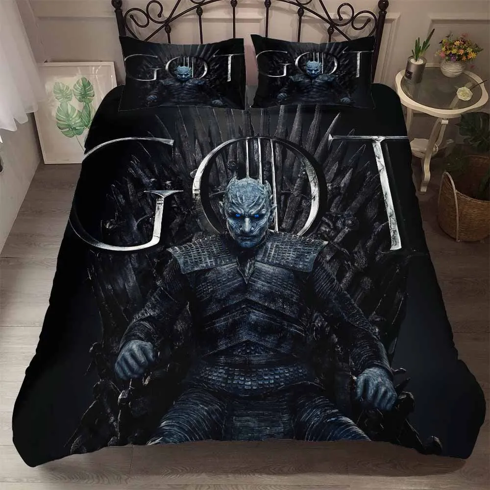 3D Print Game of Thrones King of Ghost Duvet Cover Set Black Bedding Set 3 Pieces with 2 Pillowcase Boy Bed Linen Set Bedclothes
3D Print Game of Thrones King of Ghost Duvet Cover Set Black Bedding Set 3 Pieces with 2 Pillowcase Boy Bed Linen Set Bedclothes