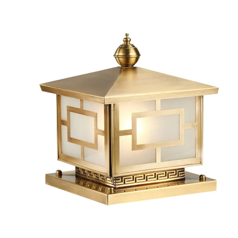 Traditional landscape lighting villa Door post E27 lamp courtyard garden lighting all copper lamp body and glass lampshade
Traditional landscape lighting villa Door post E27 lamp courtyard garden lighting all copper lamp body and glass lampshade