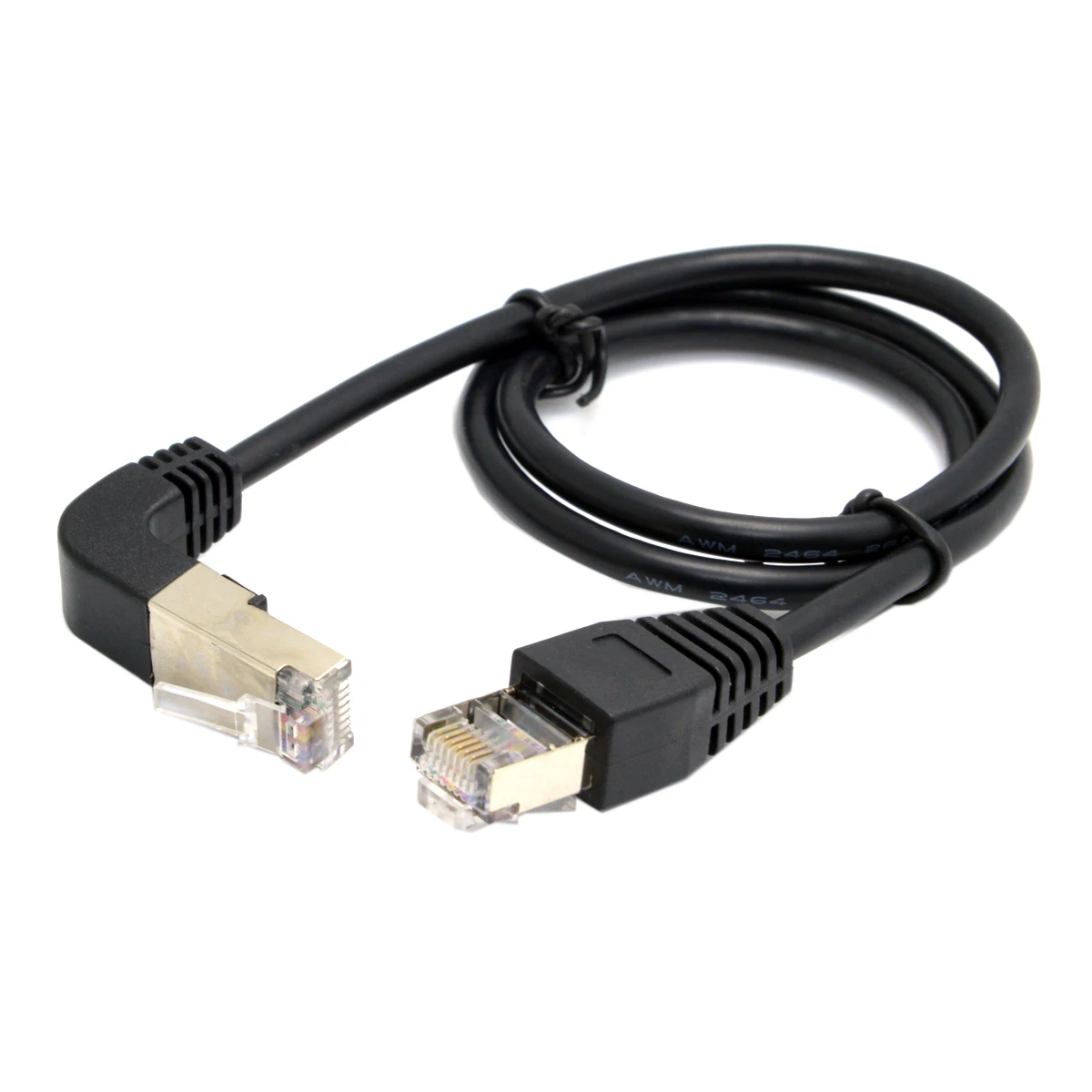 

CYDZ Up Angled 8P8C STP Cat 5e Lan Ethernet Network Patch Cord 90 Degree to Straight Cable 50cm