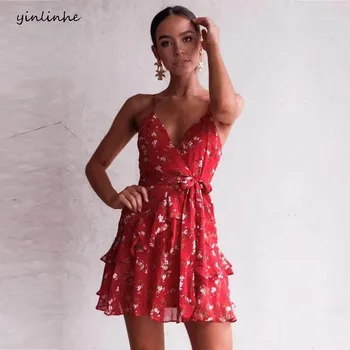 yinlinhe Red Floral Chiffon beach Playsuit Women Overalls Backless v neck Strap Summer Rompers slim Sexy Short jumpsuit 813
yinlinhe Red Floral Chiffon beach Playsuit Women Overalls Backless v neck Strap Summer Rompers slim Sexy Short jumpsuit 813