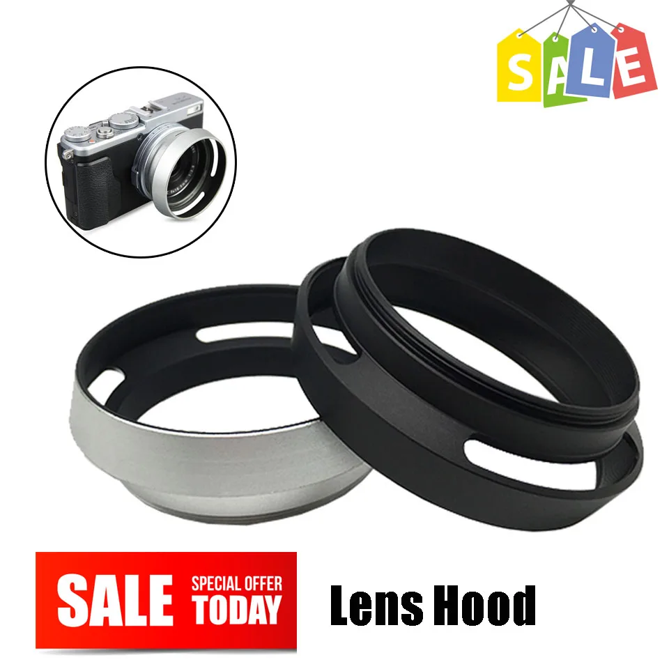 49mm Lens Hood Metal Screw-in Vented tilted Silver/Black for Leica Fujifilm Zeiss Olympus X100 X100s X100T X100F camera Lens
49mm Lens Hood Metal Screw-in Vented tilted Silver/Black for Leica Fujifilm Zeiss Olympus X100 X100s X100T X100F camera Lens