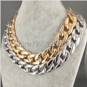 New Fashion Jewelry Concise Golden Silver plated Black Punk Chunky Chain Choker Necklace For Men Women Accessories 
New Fashion Jewelry Concise Golden Silver plated Black Punk Chunky Chain Choker Necklace For Men Women Accessories