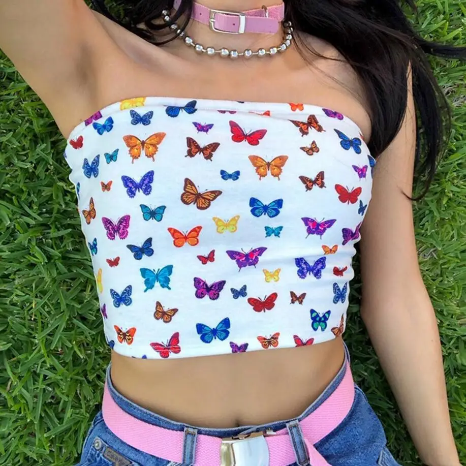 New Fashion Sexy Butterfly Print Wrapped Chest Womens Tank Tops Off Shoulder Sleeveless T-Shirt Summer Vest Crop Top Tee
New Fashion Sexy Butterfly Print Wrapped Chest Womens Tank Tops Off Shoulder Sleeveless T-Shirt Summer Vest Crop Top Tee
