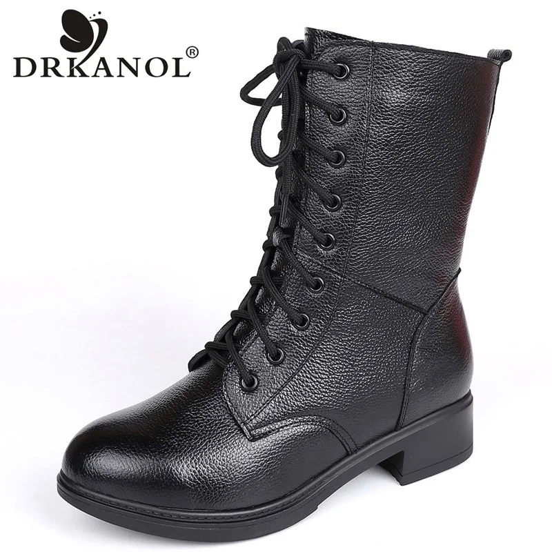 DRKANOL Plus Size 35-41 Genuine Leather Martin Boots Women Motorcycle Boots Autumn Winter Mid Calf Black Square Heel Women Shoes
DRKANOL Plus Size 35-41 Genuine Leather Martin Boots Women Motorcycle Boots Autumn Winter Mid Calf Black Square Heel Women Shoes