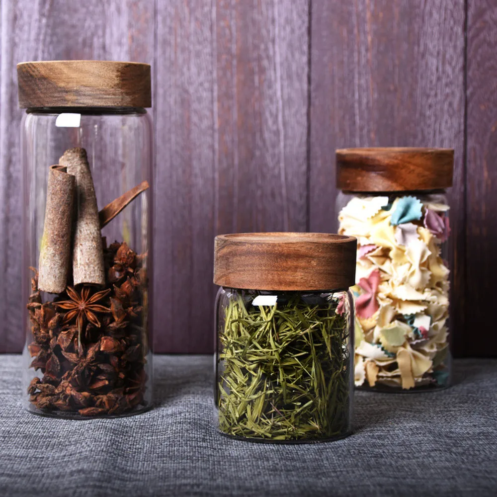 Transparent Glass Storage Jar with Acacia Wood Cover 410ml 580ml 800ml Sealed Storage Cans Grains Dried Fruit Honey Spice Bottle
Transparent Glass Storage Jar with Acacia Wood Cover 410ml 580ml 800ml Sealed Storage Cans Grains Dried Fruit Honey Spice Bottle