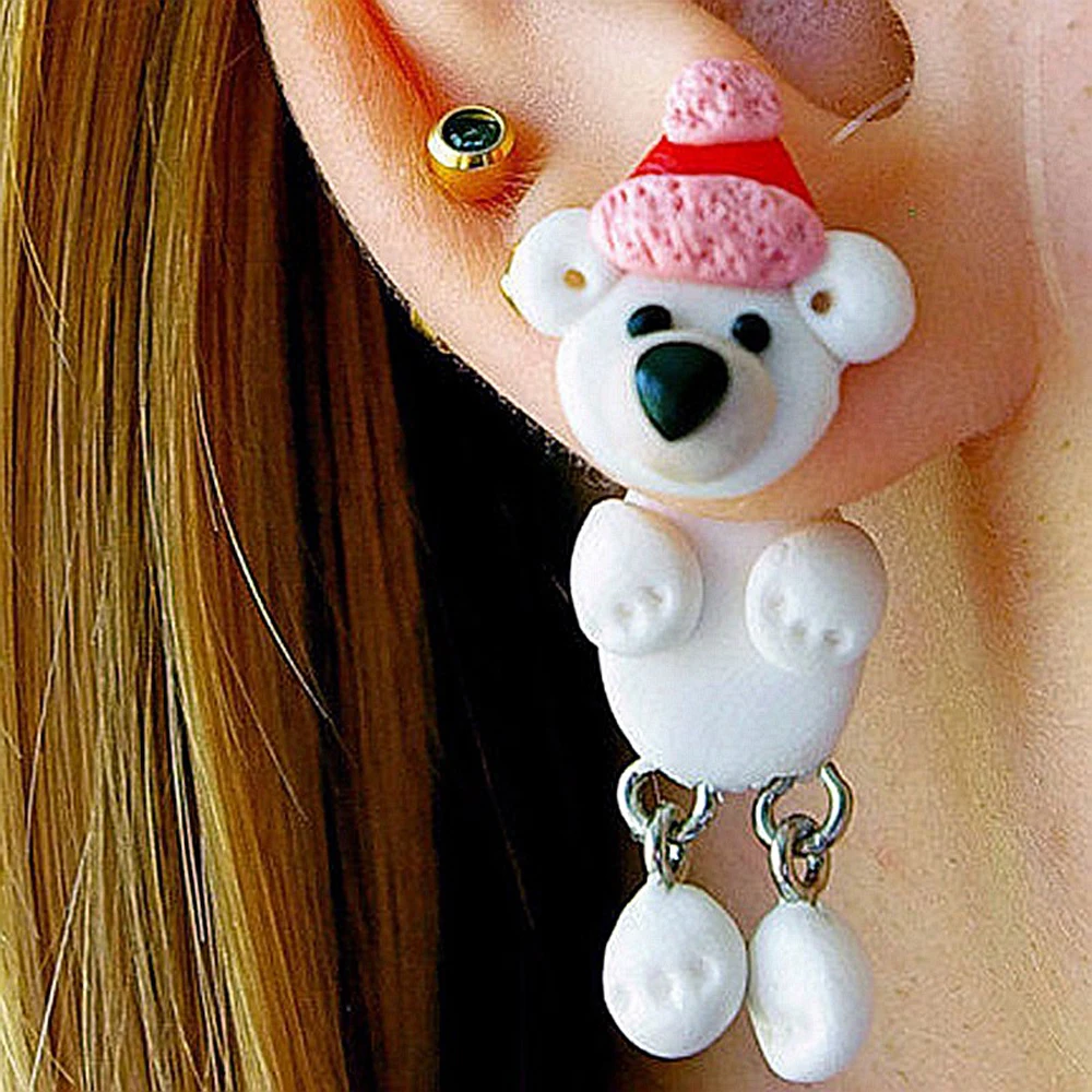 Fashion Jewelry Polymer Clay Cute White Bear Earrings For Women Girls Kids Fashion Cartoon 3D Animal Earrings Christmas Gift
Fashion Jewelry Polymer Clay Cute White Bear Earrings For Women Girls Kids Fashion Cartoon 3D Animal Earrings Christmas Gift
