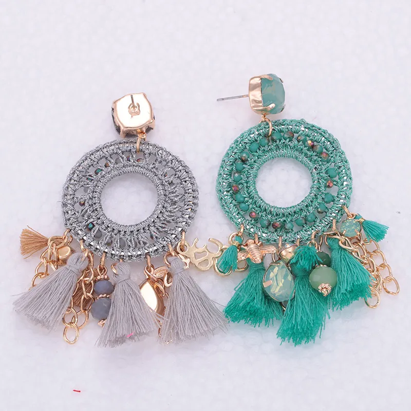 Sehuoran Long Tassel Earrings For Woman Boho Crystal Beads Facted Handmade Pendients Woman wedding Earrings Big Oorbellen Gifts Statements EArrings (5)