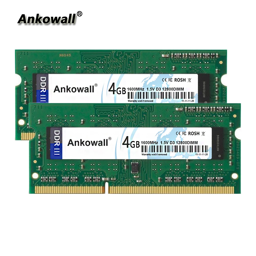 Ankowall DDR3 1600Mhz 8GB Kit (2 x 4GB) 4GB RAM 1600 MHz SODIMM Notebook Memory PC3-12800 Laptop RAM
Ankowall DDR3 1600Mhz 8GB Kit (2 x 4GB) 4GB RAM 1600 MHz SODIMM Notebook Memory PC3-12800 Laptop RAM
