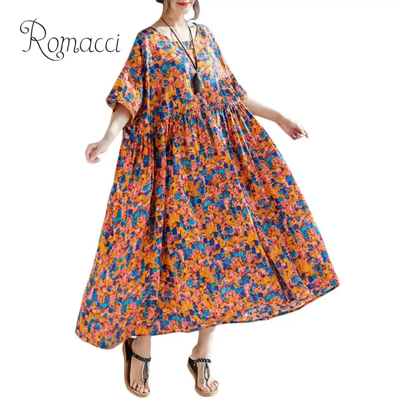 Romacci Vintage Women Dress Colorful Floral Print High Waist beach dress Pleated Half Sleeve Swing One-Piece Multicolor Clothes
Romacci Vintage Women Dress Colorful Floral Print High Waist beach dress Pleated Half Sleeve Swing One-Piece Multicolor Clothes