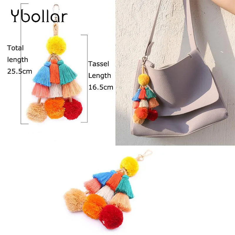 Women Colorful Pompon Key Chain Layered Tassel Bag Hanging Pendant Jewelry Handbag Car Bohemian Key Ring Gift
Women Colorful Pompon Key Chain Layered Tassel Bag Hanging Pendant Jewelry Handbag Car Bohemian Key Ring Gift
